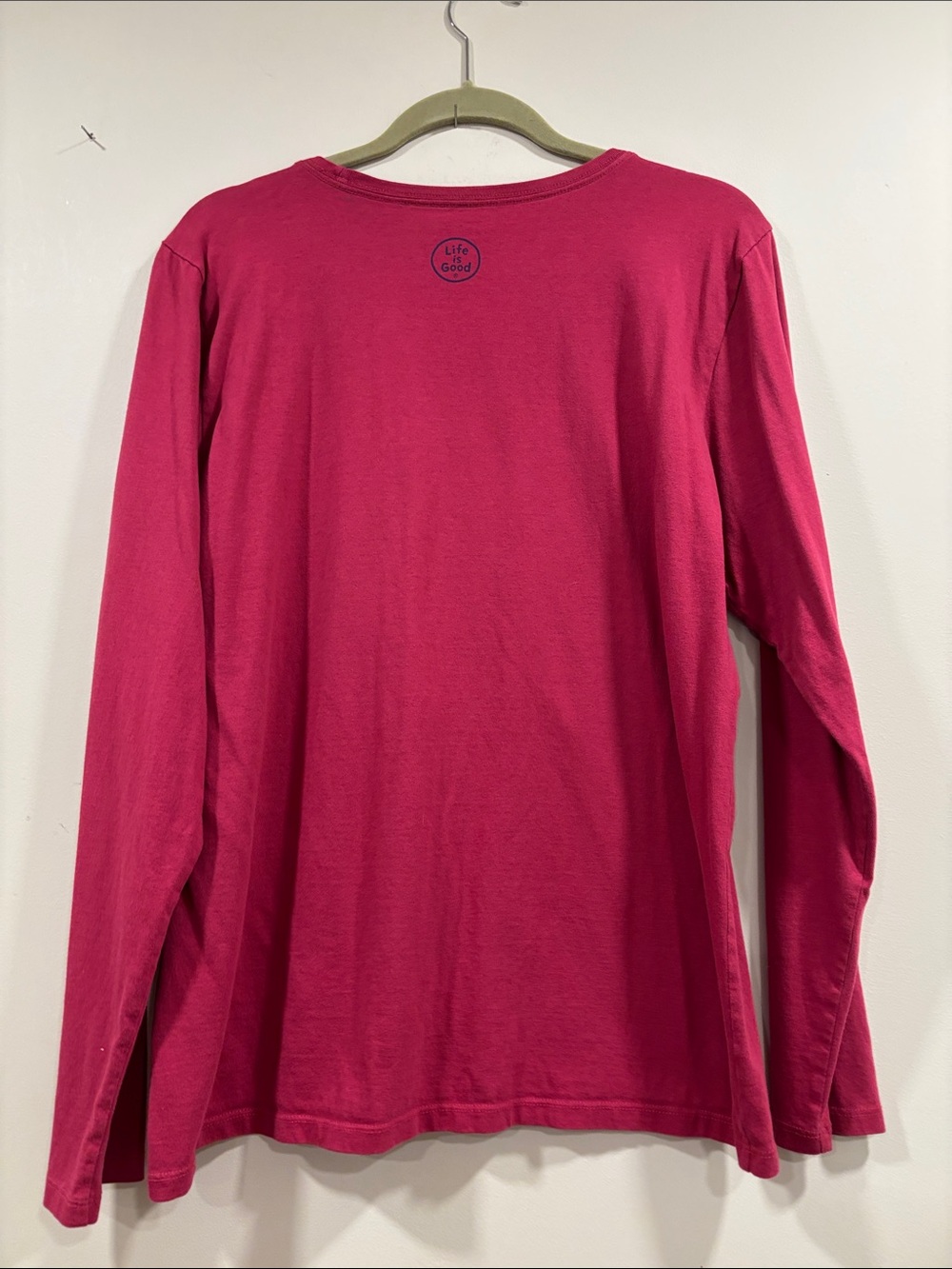 Life Is Good Deep Raspberry Long-Sleeve Tee with Cat Shadow - Picture 3 of 8
